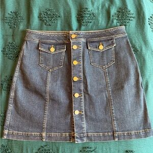 Denim Button-Front Skirt